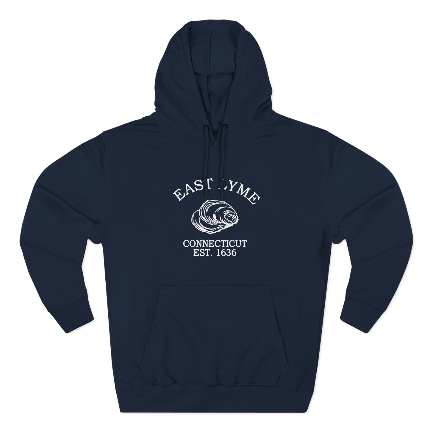 East Lyme Connecticut Vintage Retro Unisex Heavy Cotton Hoodie - White Logo