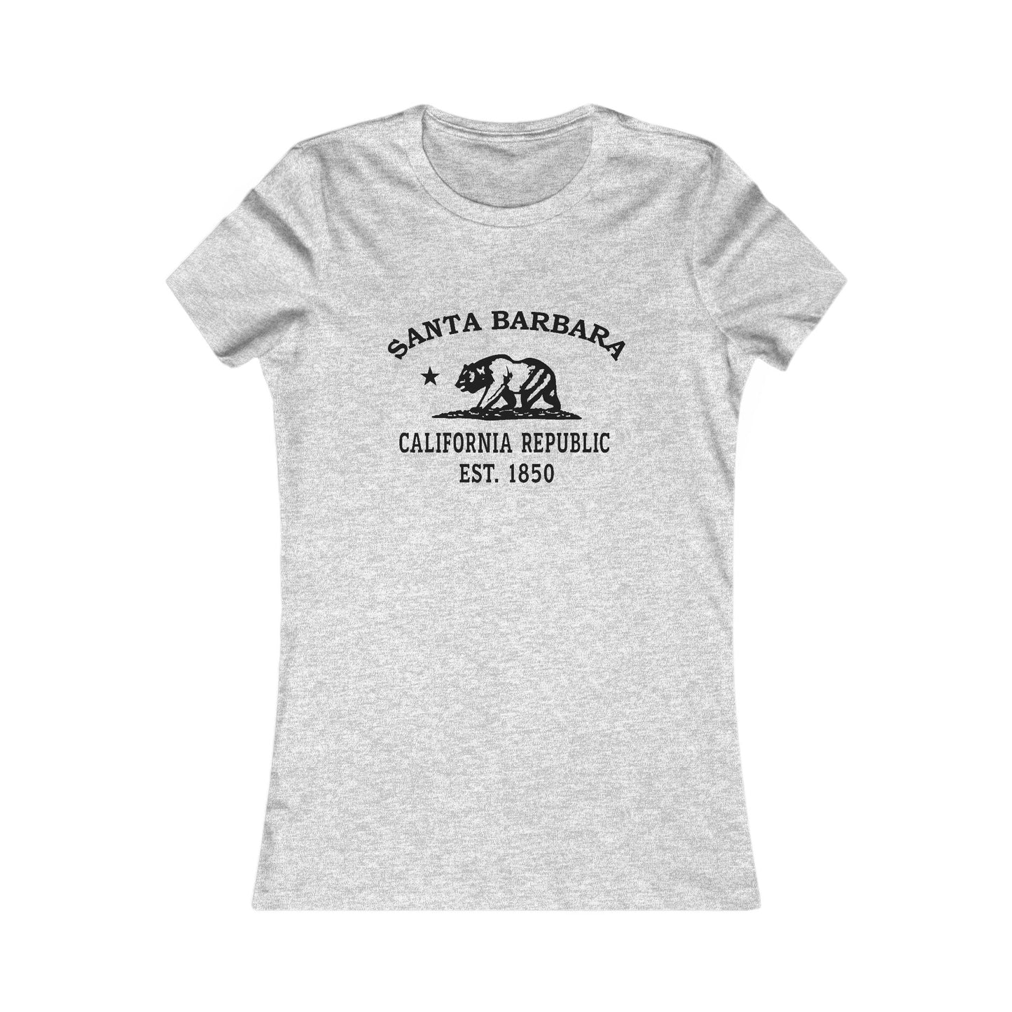 Santa Barbara California Ringspun Cotten Fitted Vintage Retro Womens Tee - Black Logo