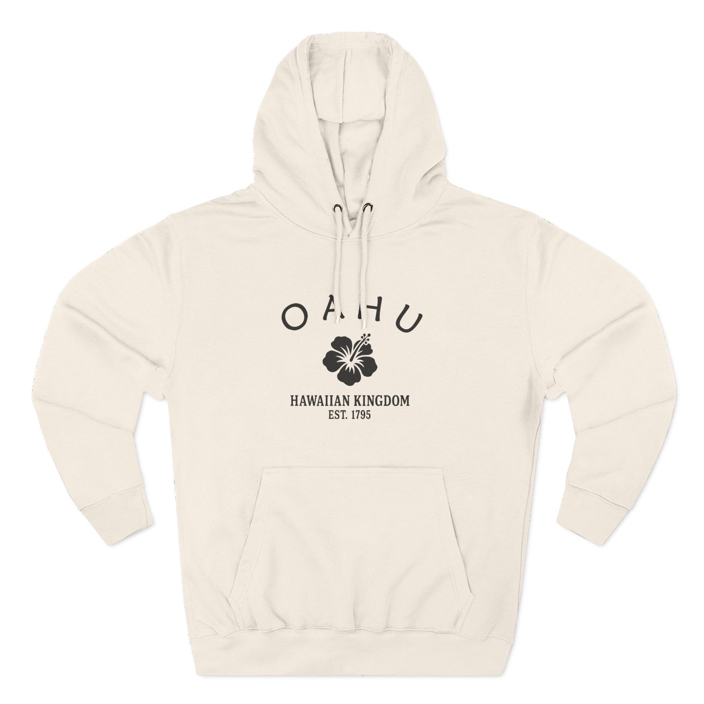 Oahu Hawaii Vintage Retro Unisex Heavy Cotton Hoodie - Black Logo