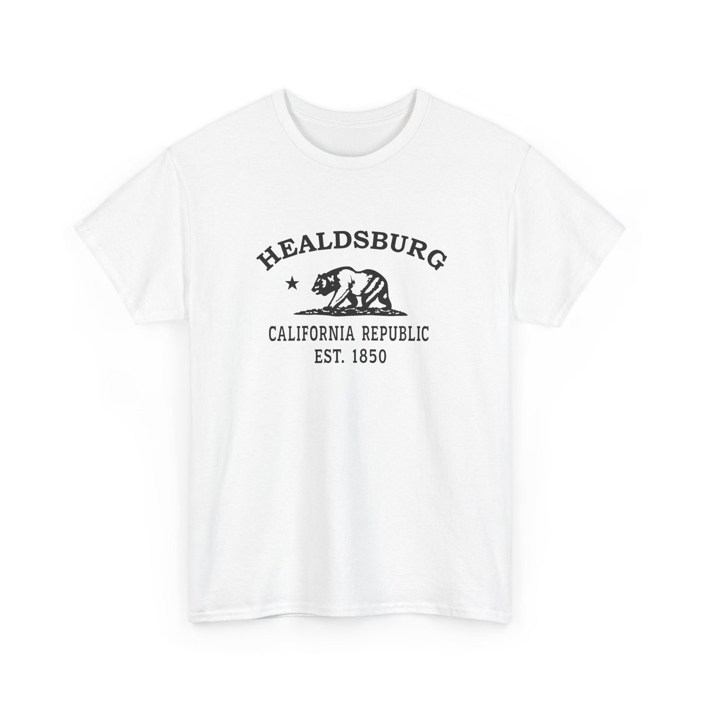 Healdsburg California Vintage Retro Unisex Heavy Cotton Tee - Black Logo