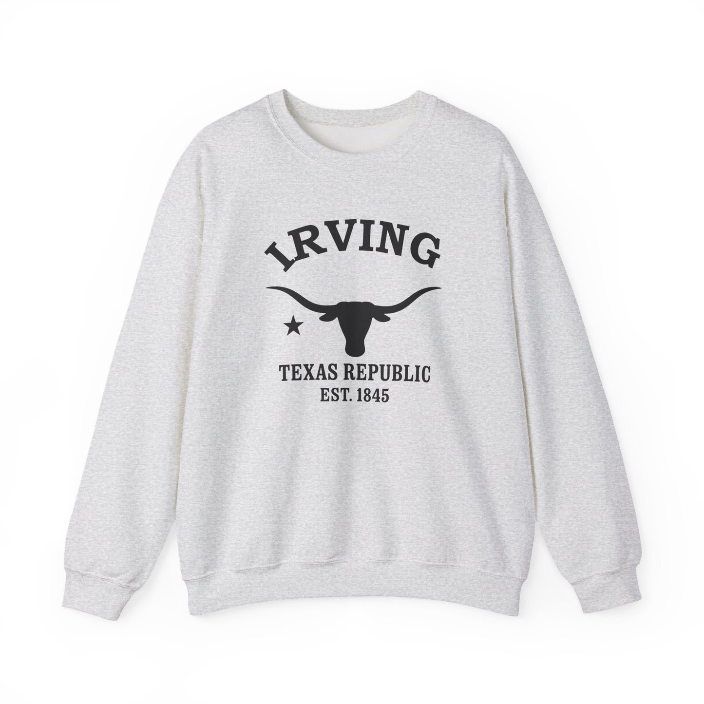 Irving Texas Vintage Retro Unisex Heavy Crewneck Sweatshirt - Black Logo