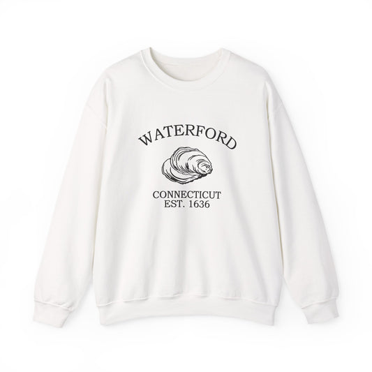 Waterford Connecticut Vintage Retro Unisex Heavy Crewneck Sweatshirt - Black Logo