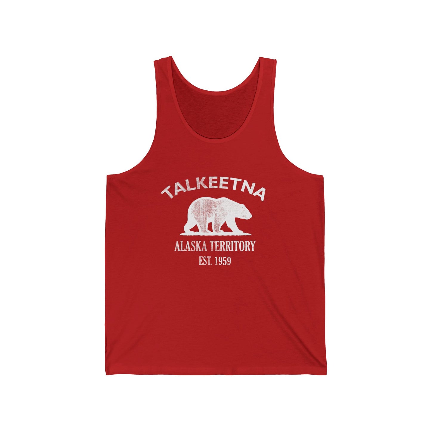 Talkeetna Alaska Vintage Retro Unisex Cotton Jersey Tank Top - White Logo