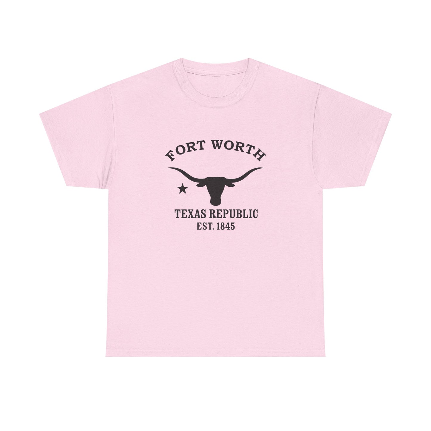 Fort Worth Texas Vintage Retro Unisex Heavy Cotton Tee - Black Logo