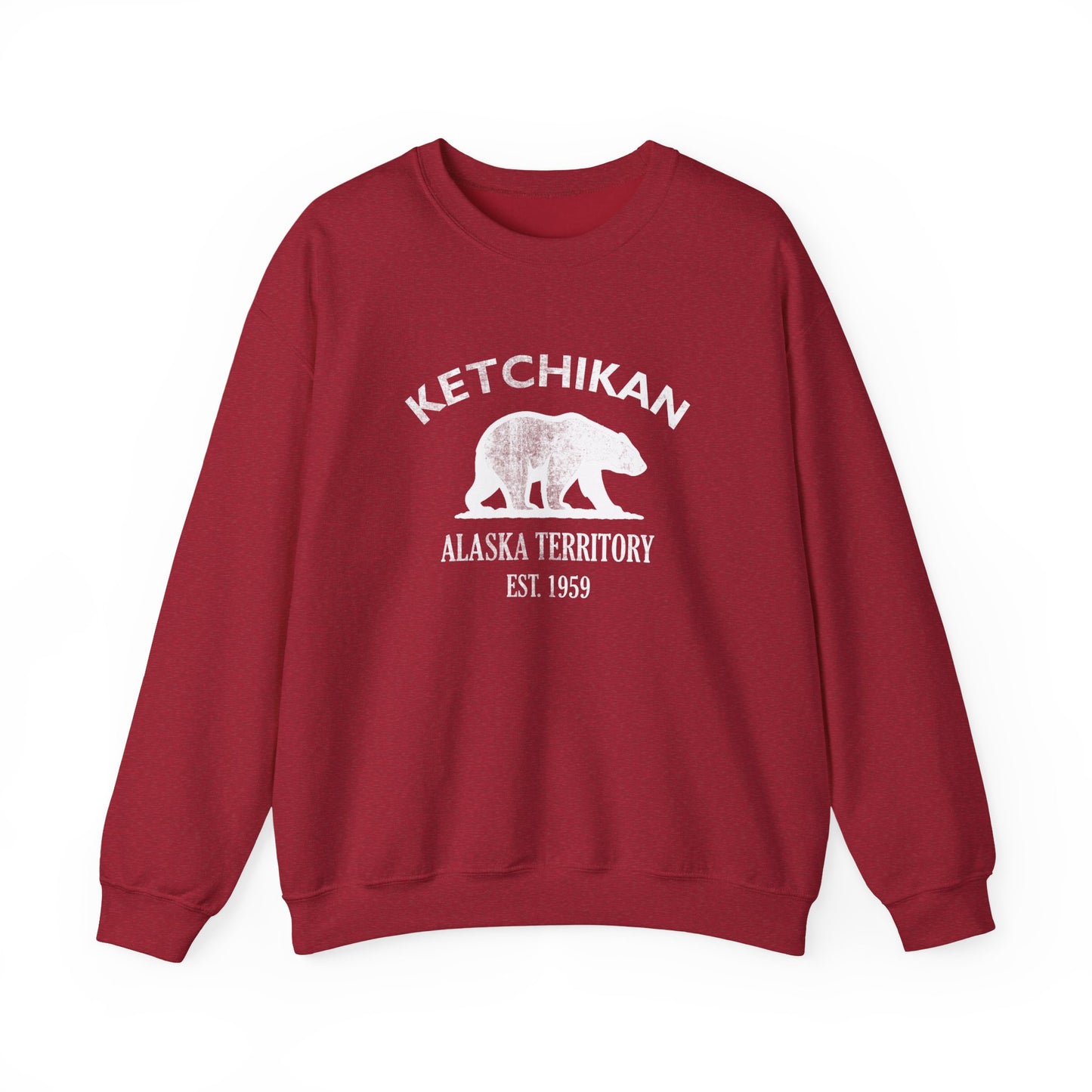 Ketchikan Alaska Vintage Retro Unisex Heavy Crewneck Sweatshirt - White Logo