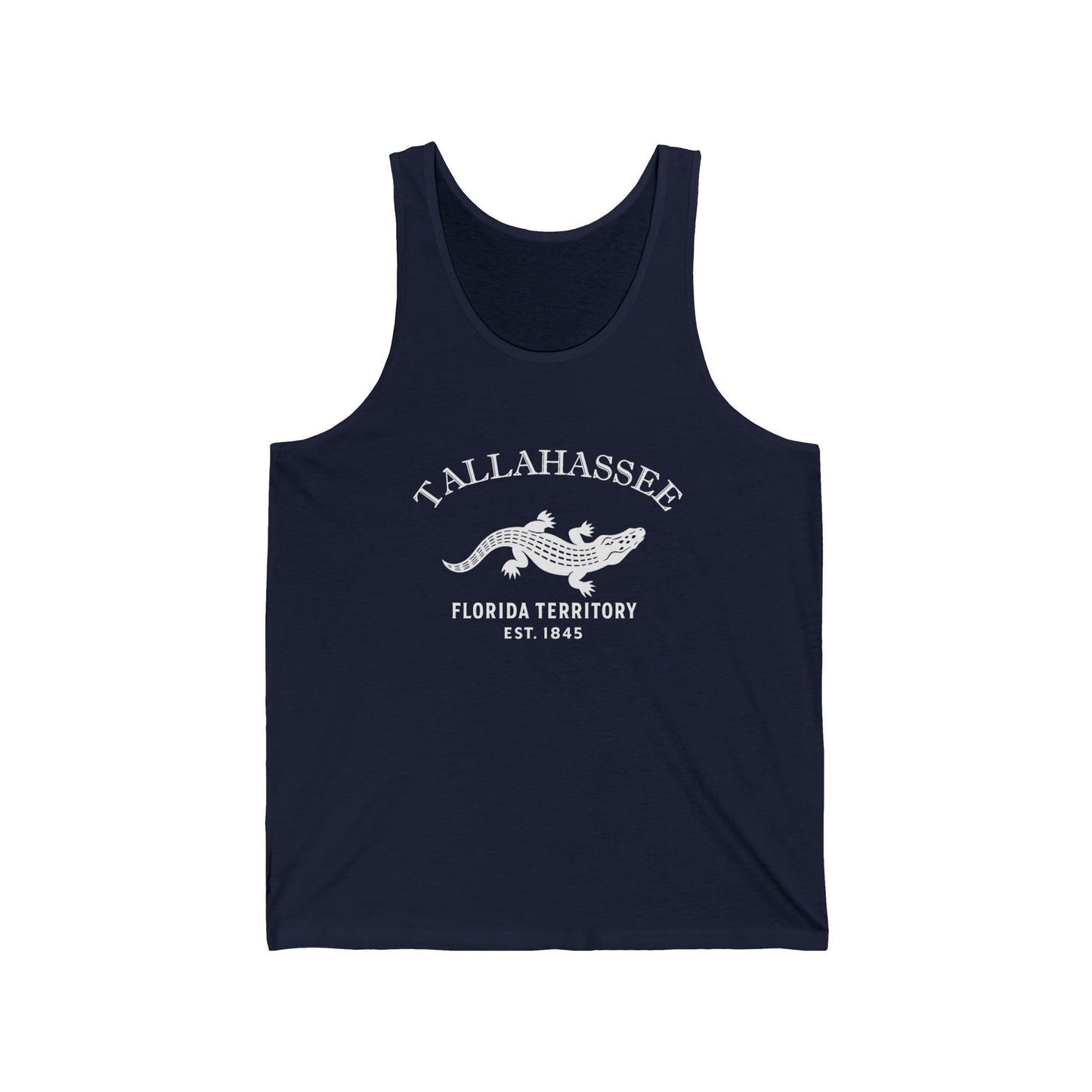 Tallahassee Florida Vintage Retro Unisex Cotton Jersey Tank Top - White Logo