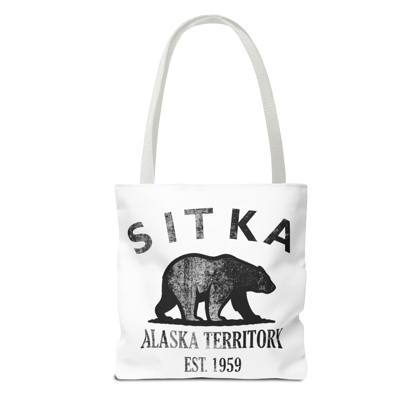 Sitka Alaska Vintage Retro Light Canvas Tote - Black Logo