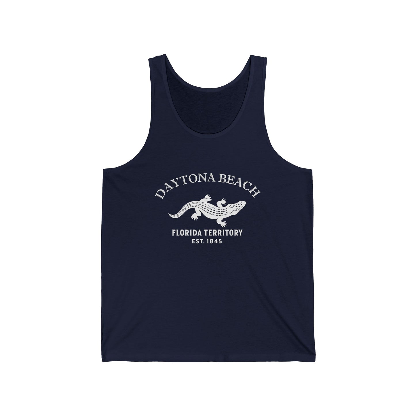 Daytona Beach Florida Vintage Retro Unisex Cotton Jersey Tank Top - White Logo