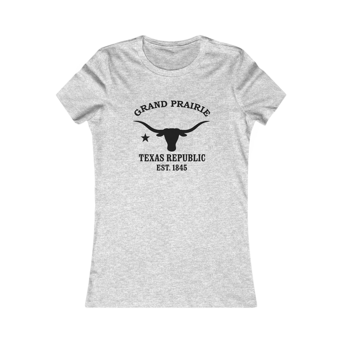Grand Prairie Texas Vintage Retro Womens Fitted Ringspun Cotton Tee - Black Logo