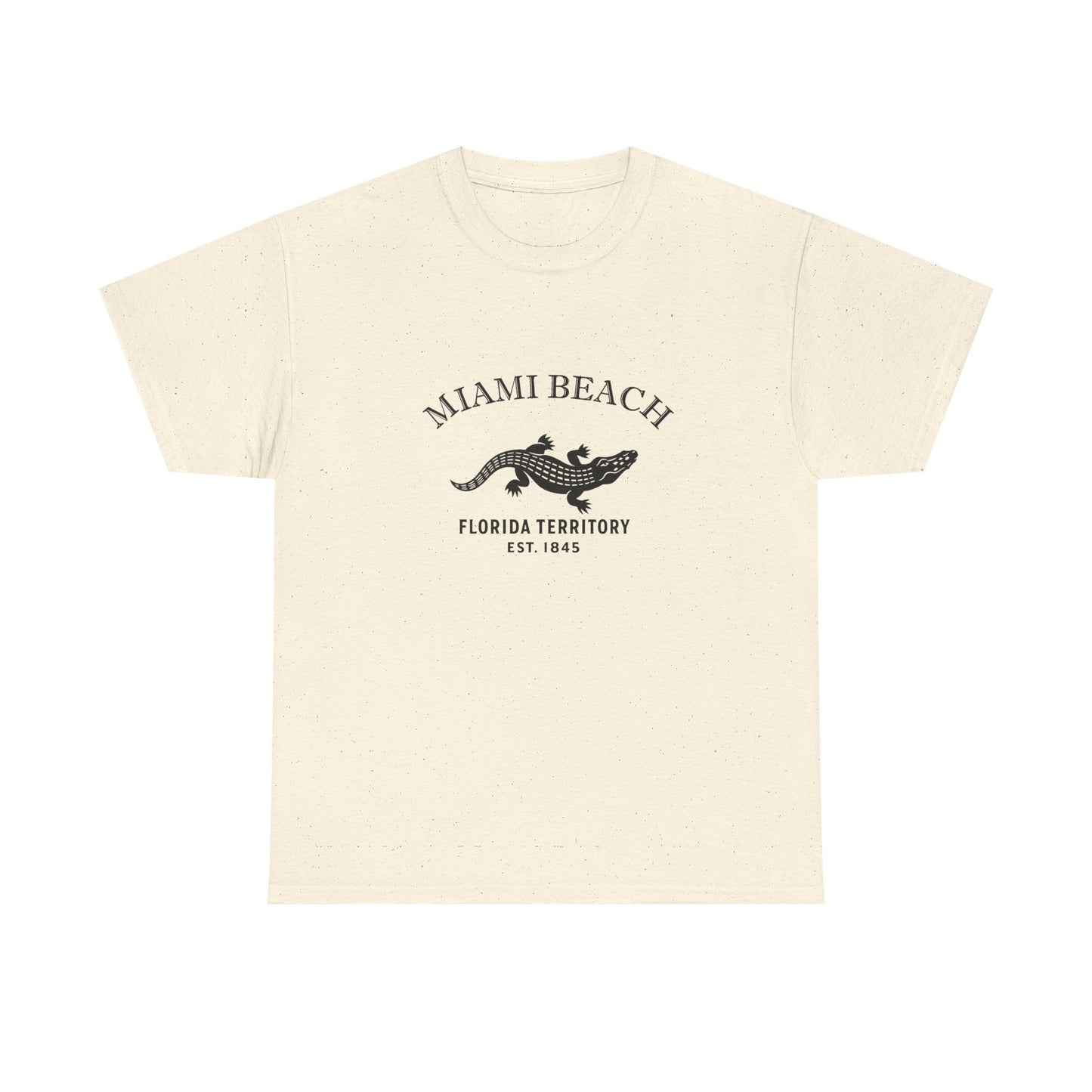 Miami Beach Florida Vintage Retro Unisex Heavy Cotton Tee - Black Logo