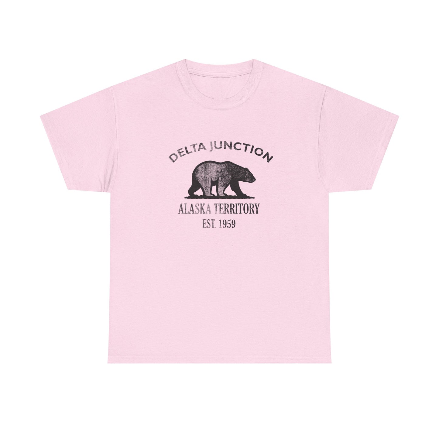 Delta Junction Alaska Vintage Retro Unisex Heavy Cotton Tee - Black Logo