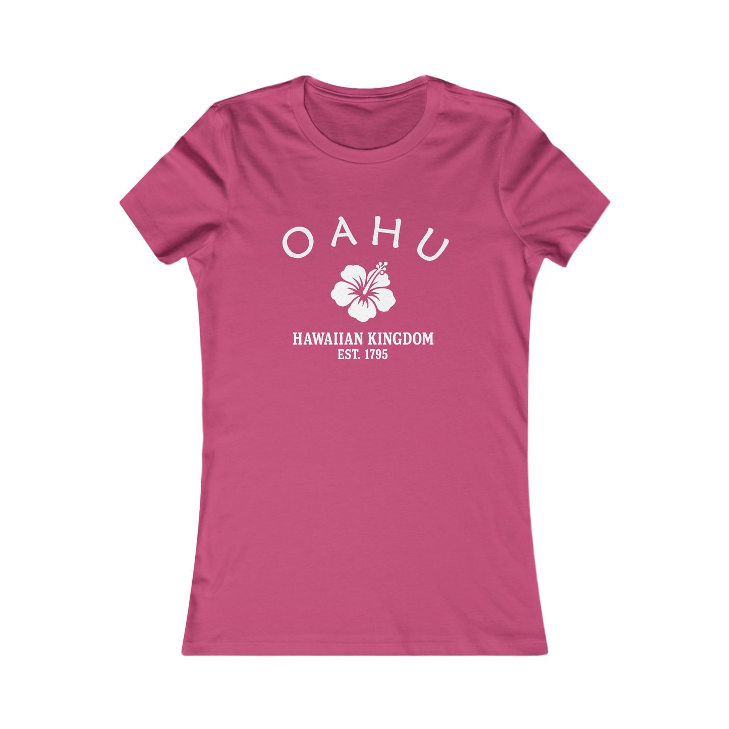 Oahu Hawaii Vintage Retro Womens Fitted Ringspun Cotton Tee - White Logo