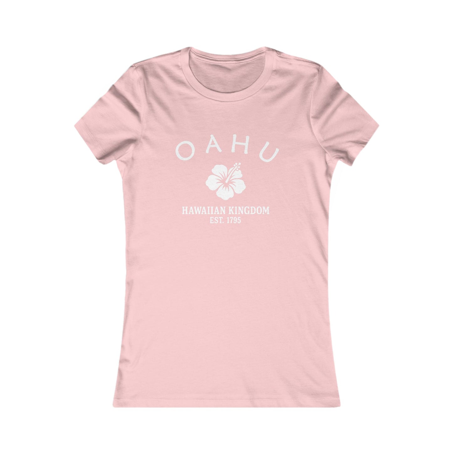Oahu Hawaii Vintage Retro Womens Fitted Ringspun Cotton Tee - White Logo