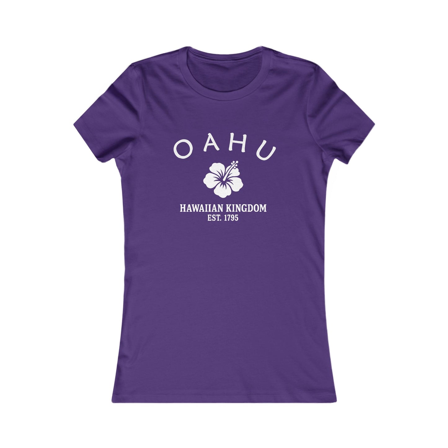 Oahu Hawaii Vintage Retro Womens Fitted Ringspun Cotton Tee - White Logo