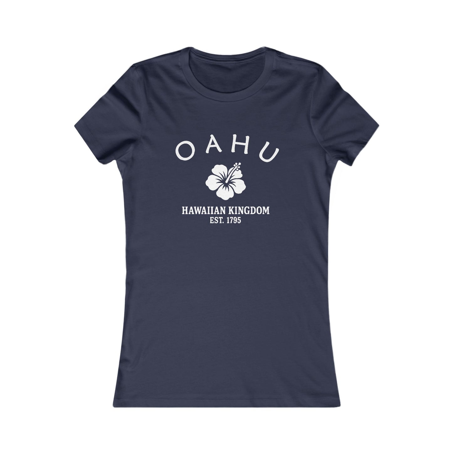 Oahu Hawaii Vintage Retro Womens Fitted Ringspun Cotton Tee - White Logo