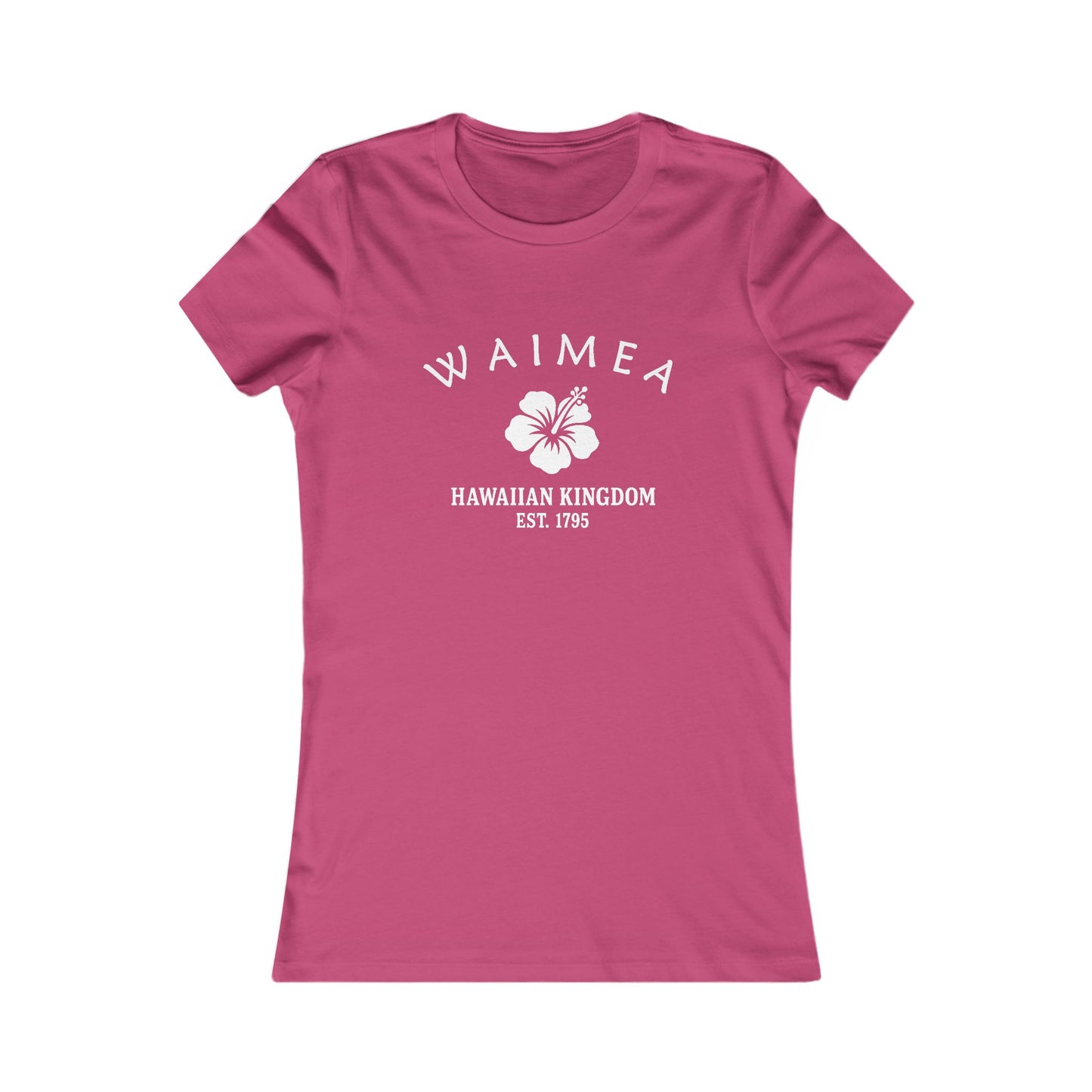 Waimea Hawaii Vintage Retro Womens Fitted Ringspun Cotton Tee - White Logo