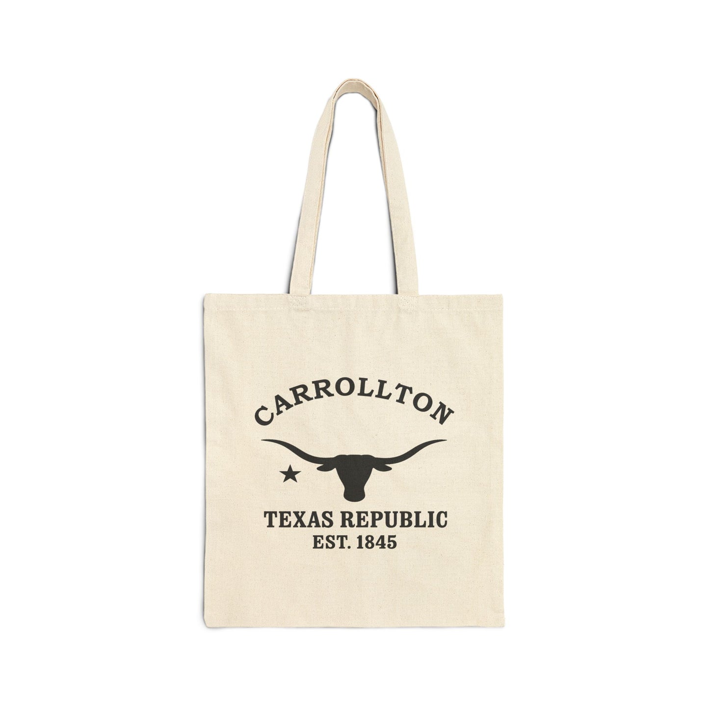 Carrollton Texas Vintage Retro Cotton Canvas Tote Bag - Black Logo
