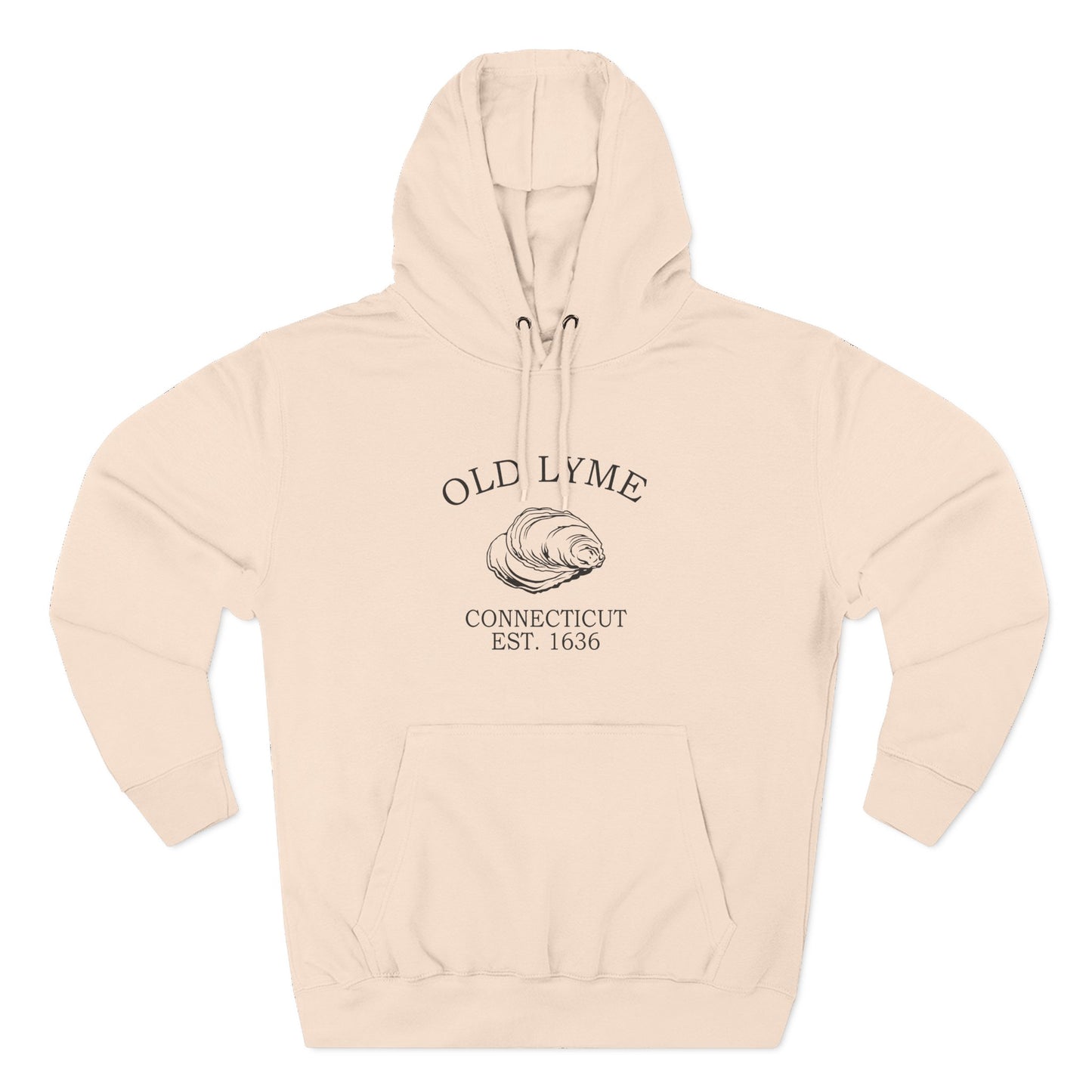 Old Lyme Connecticut Vintage Retro Unisex Heavy Cotton Hoodie - Black Logo