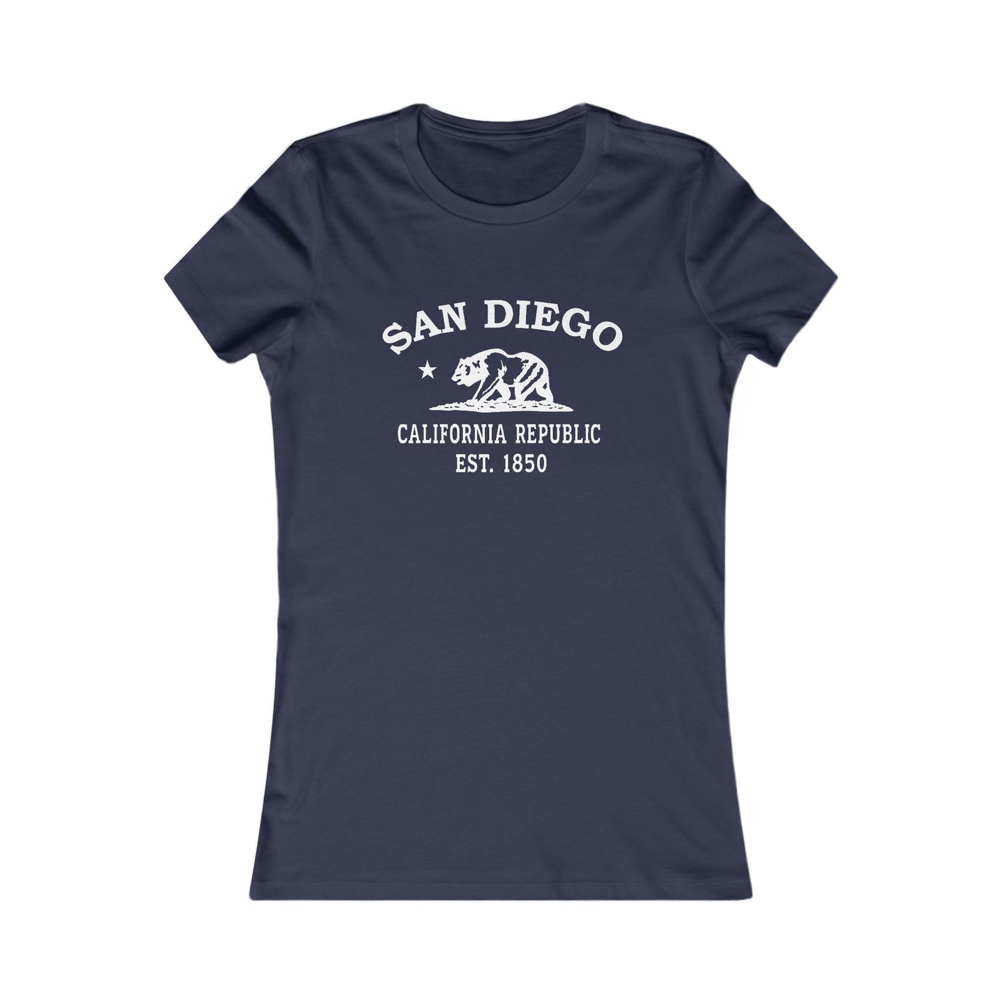 San Diego California Vintage Retro Womens Fitted Ringspun Cotton Tee - White Logo