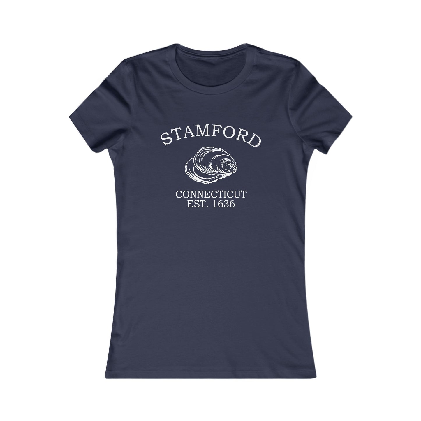 Stamford Connecticut Vintage Retro Womens Fitted Ringspun Cotton Tee - White Logo