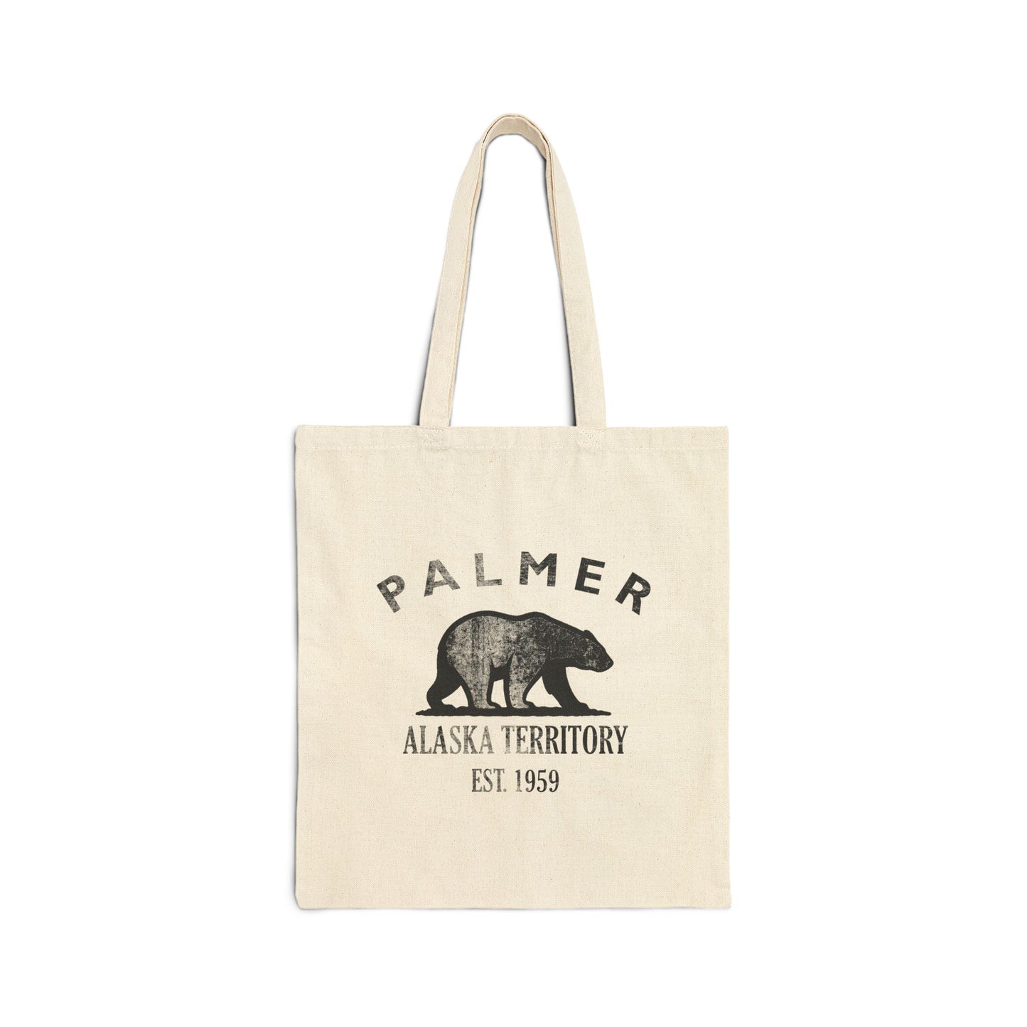 Palmer Alaska Vintage Retro Cotton Canvas Tote Bag - Black Logo