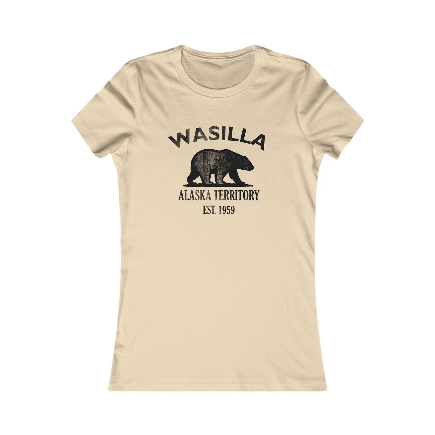 Wasilla Alaska Vintage Retro Womens Fitted Ringspun Cotton Tee - Black Logo