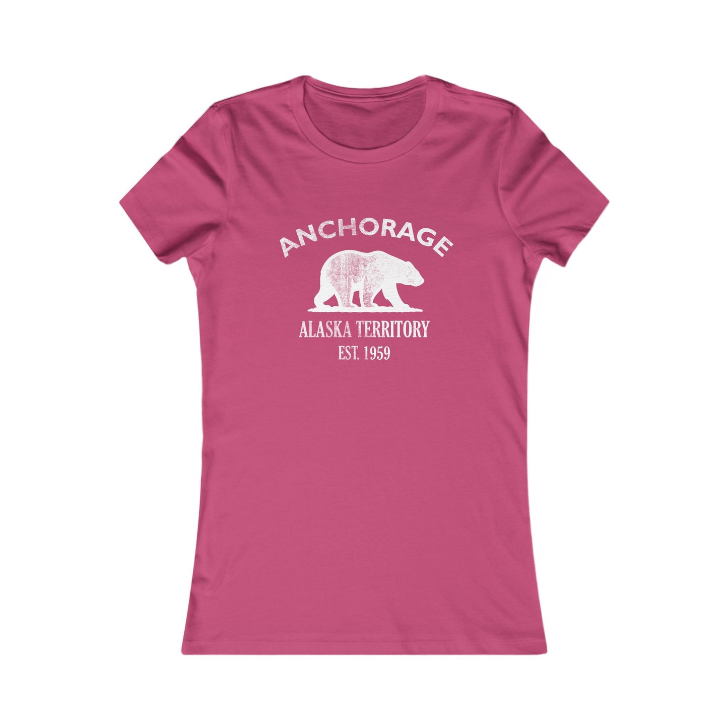 Anchorage Alaska Vintage Retro Womens Fitted Ringspun Cotton Tee - White Logo