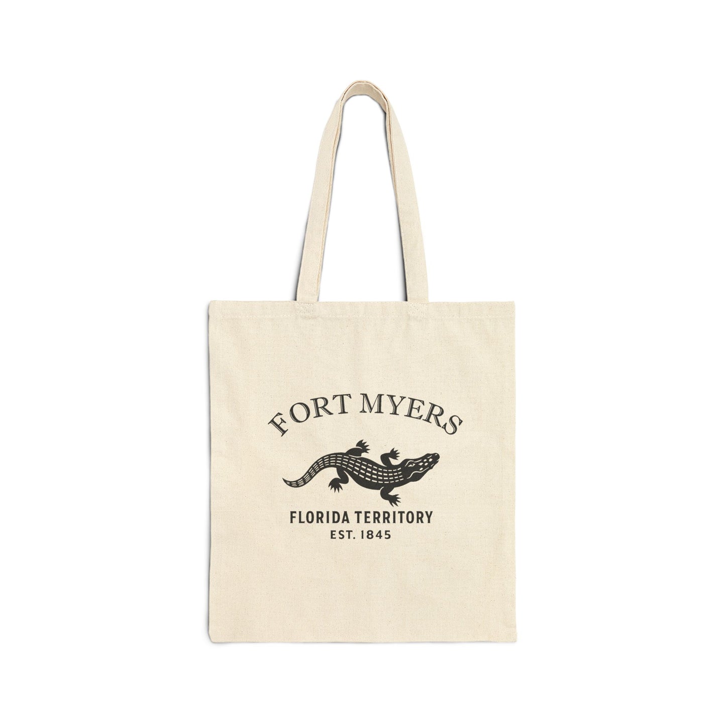 Fort Myers Florida Vintage Retro Cotton Canvas Tote Bag - Black Logo