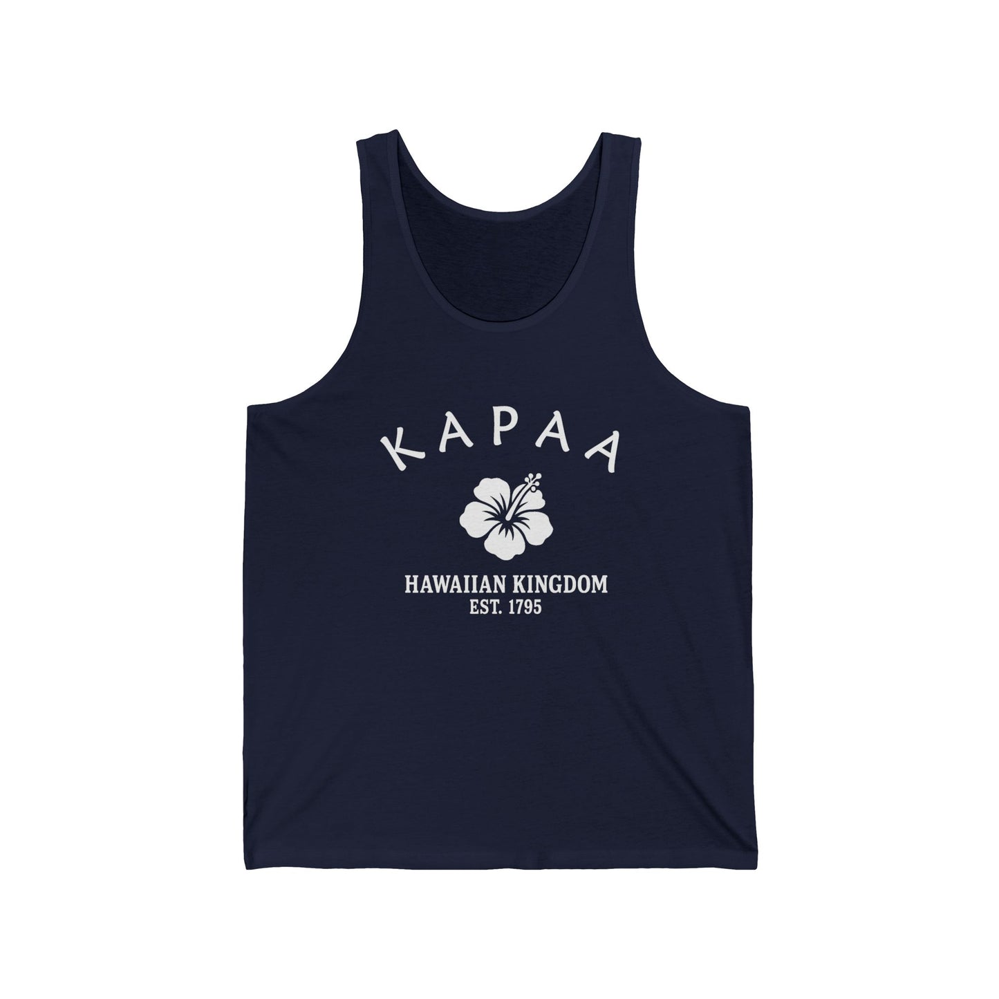 Kapaa Hawaii Vintage Retro Unisex Cotton Jersey Tank Top - White Logo