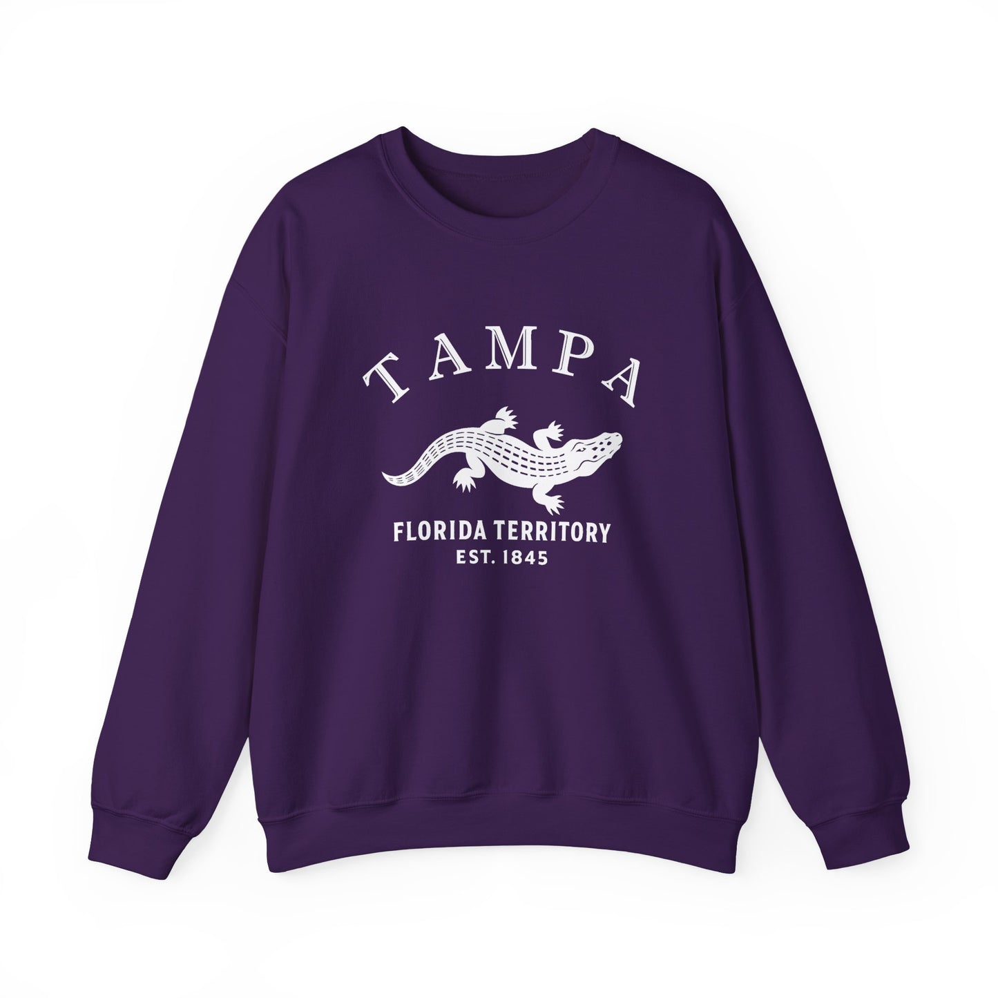 Tampa Florida Vintage Retro Unisex Heavy Crewneck Sweatshirt - White Logo