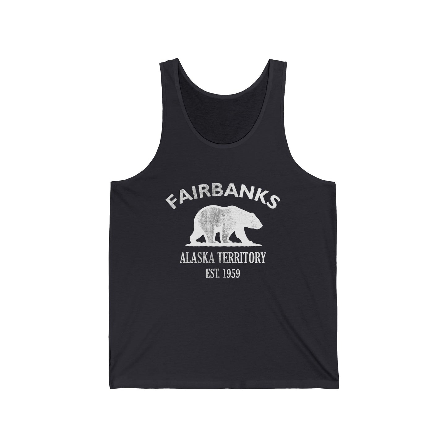 Fairbanks Alaska Unisex Cotton Jersey Tank Top - White Logo