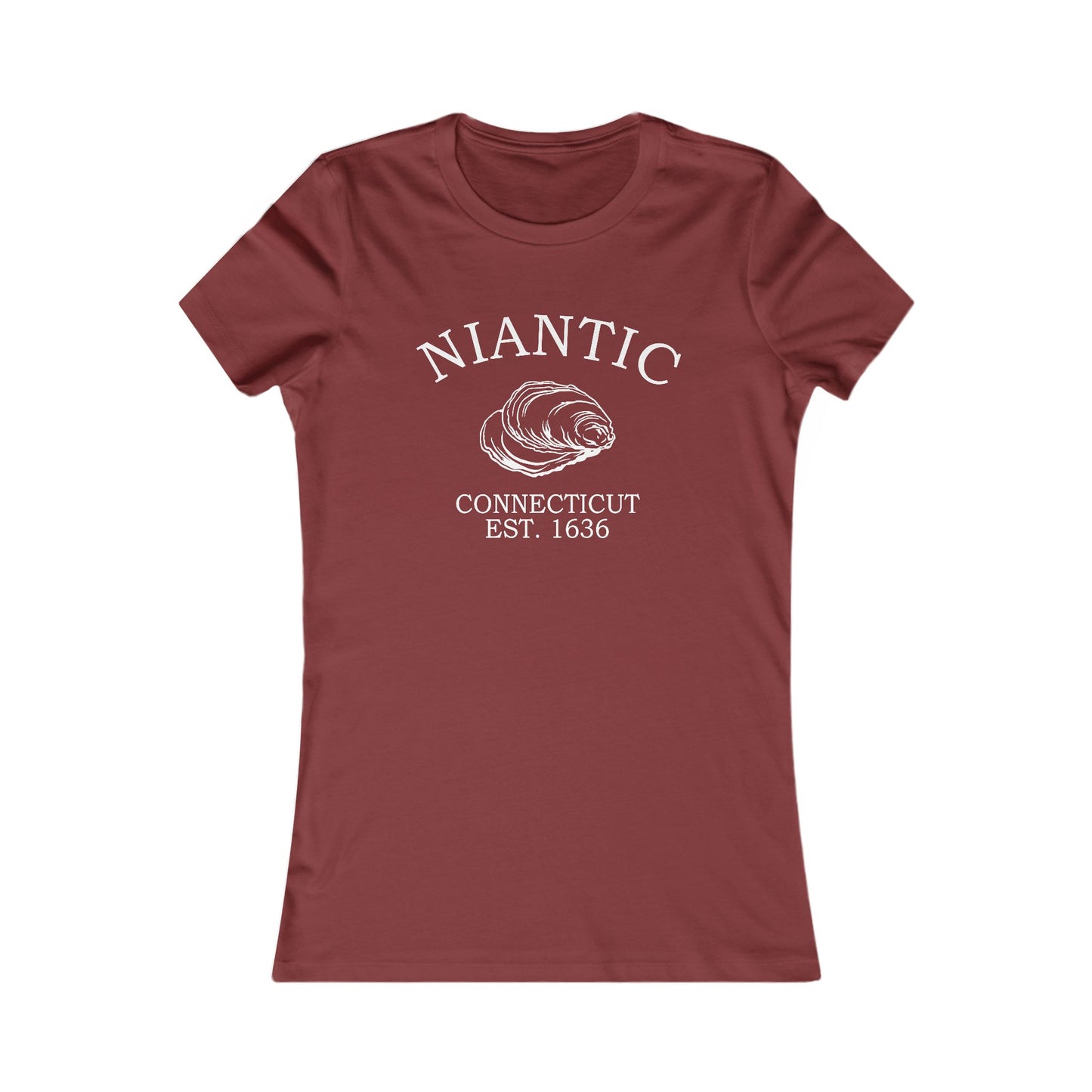 Niantic Connecticut Vintage Retro Womens Fitted Ringspun Cotton Tee - White Logo