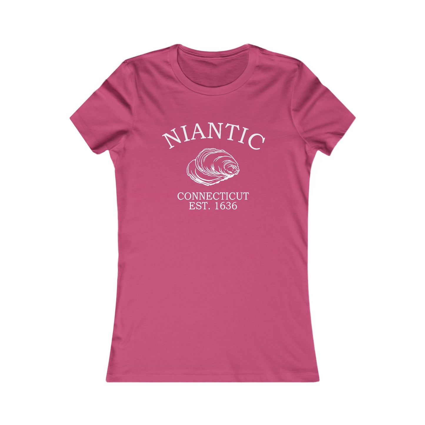 Niantic Connecticut Vintage Retro Womens Fitted Ringspun Cotton Tee - White Logo
