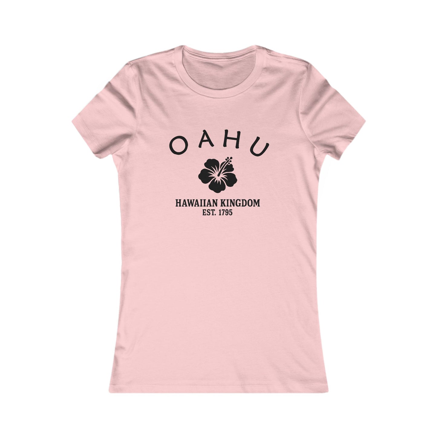 Oahu Hawaii Ringspun Cotten Fitted Vintage Retro Womens Tee - Black Logo