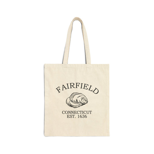 Fairfield Connecticut Vintage Retro Cotton Canvas Tote Bag - Black Logo