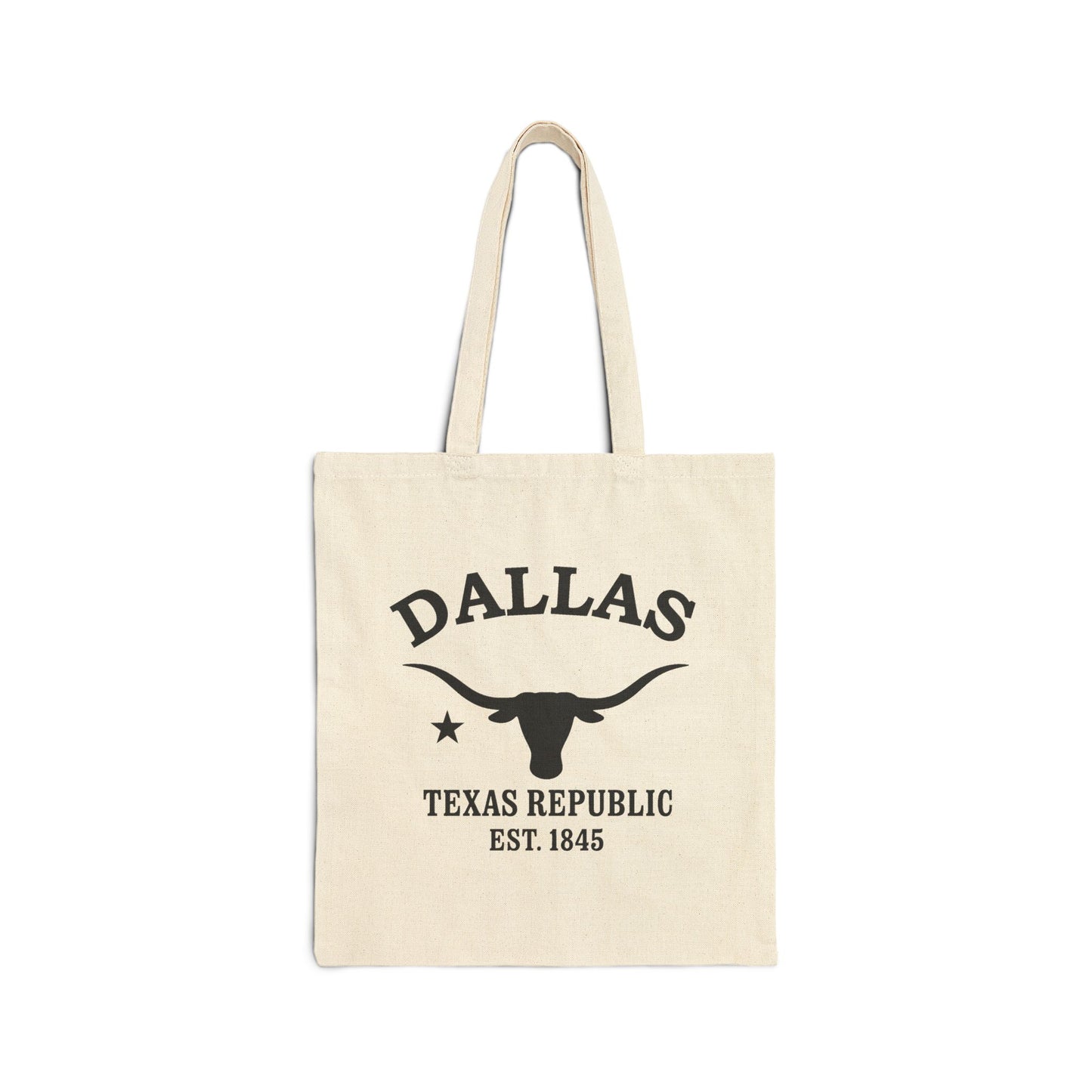 Dallas Texas Vintage Retro Cotton Canvas Tote Bag - Black Logo
