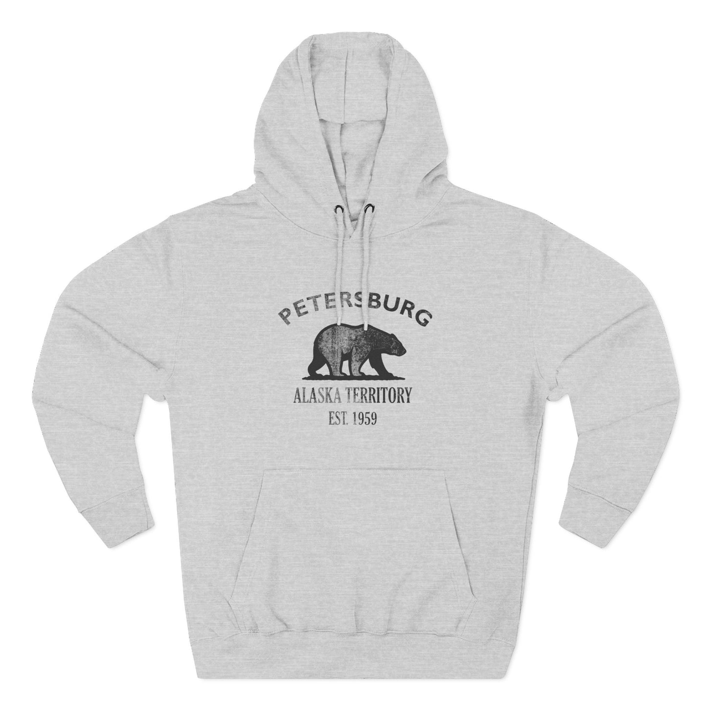 Petersburg Alaska Vintage Retro Unisex Heavy Cotton Hoodie - Black Logo