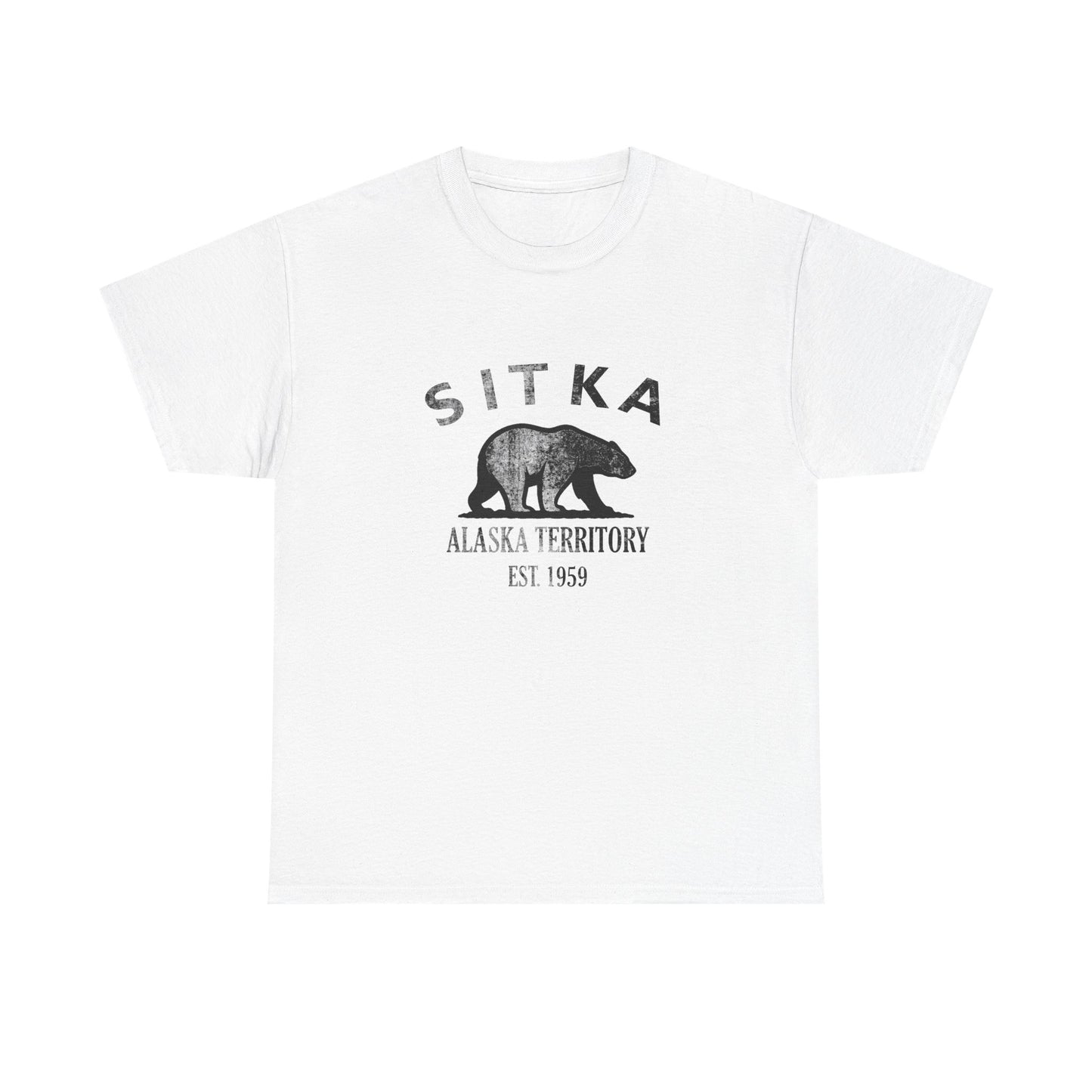 Sitka Alaska Vintage Retro Unisex Heavy Cotton Tee - Black Logo