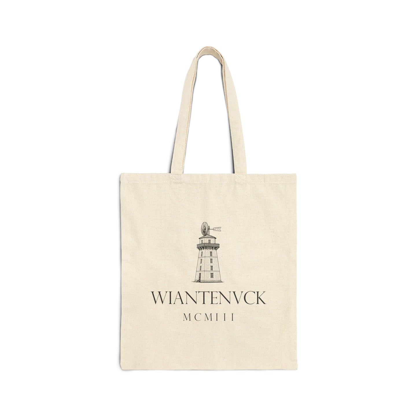 Wiantenuck Canvas Cotton Vintage Retro Tote Bag - Black Logo