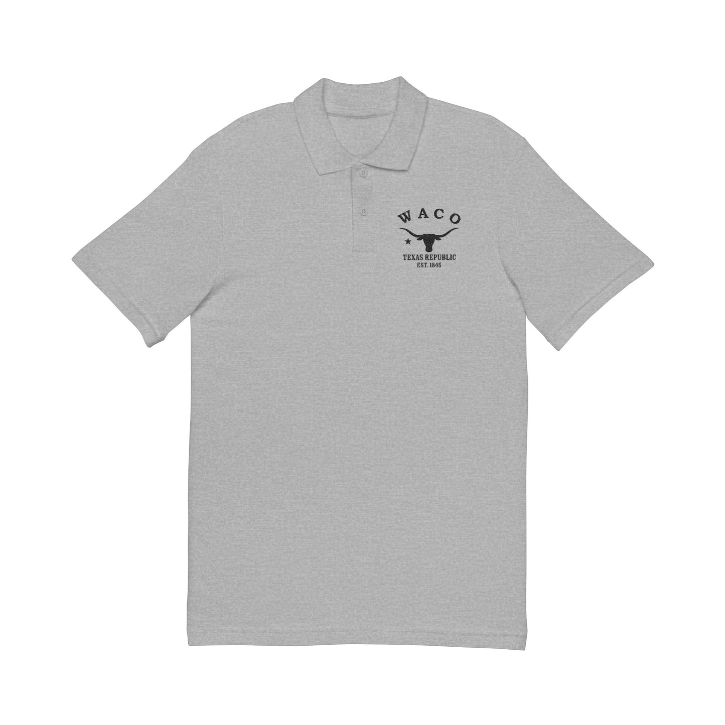 Waco Texas Vintage Retro Unisex Embroidered Cotton Polo - Black Logo