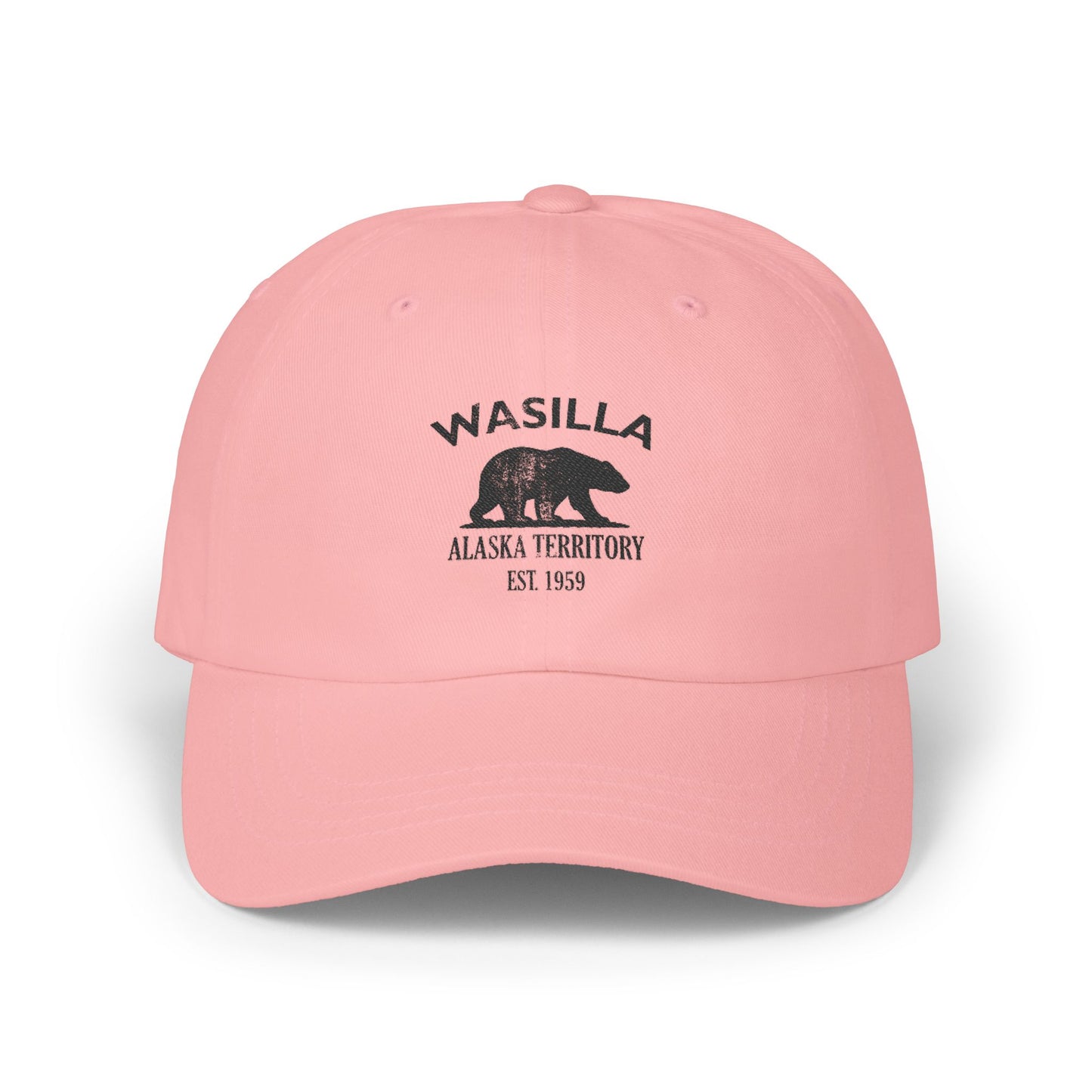 Wasilla Alaska Vintage Retro Embroidered Cotton Cap - Black Logo