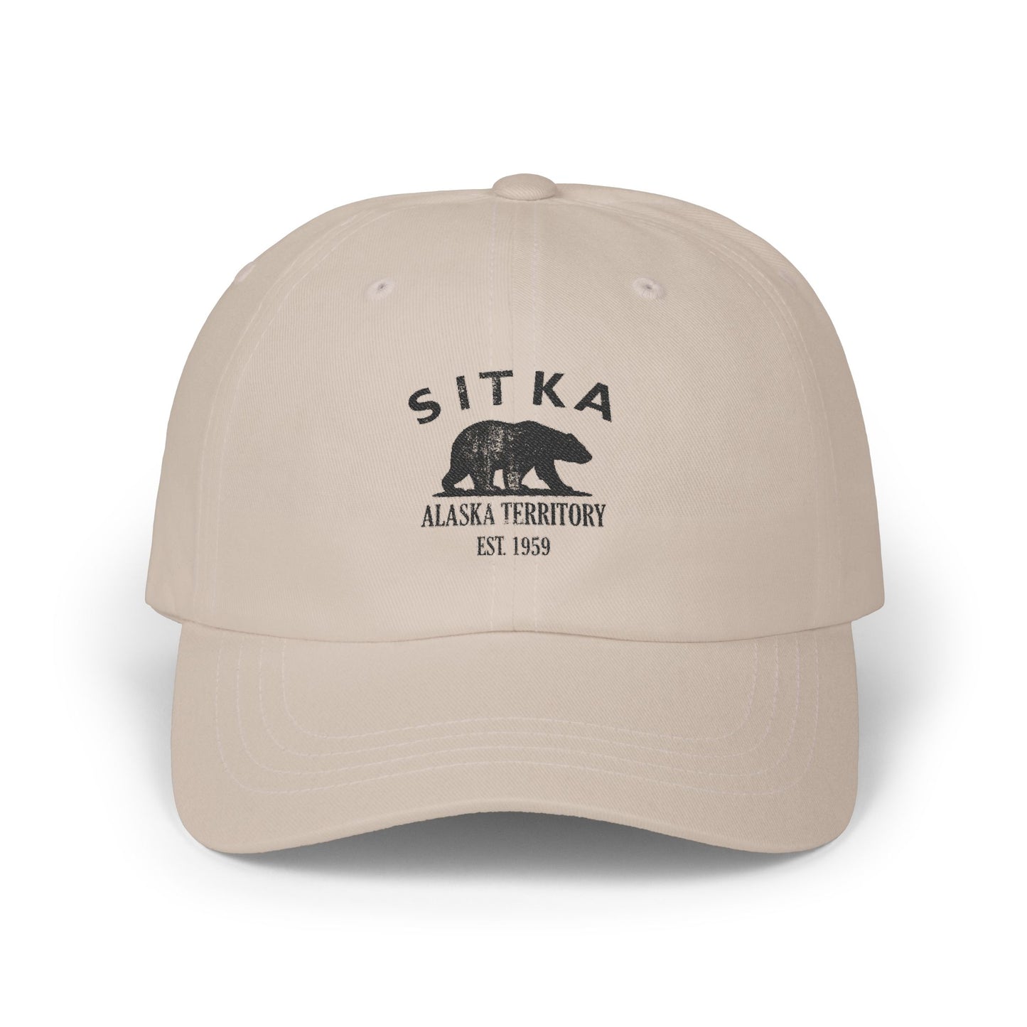 Sitka Alaska Vintage Retro Embroidered Cotton Cap - Black Logo