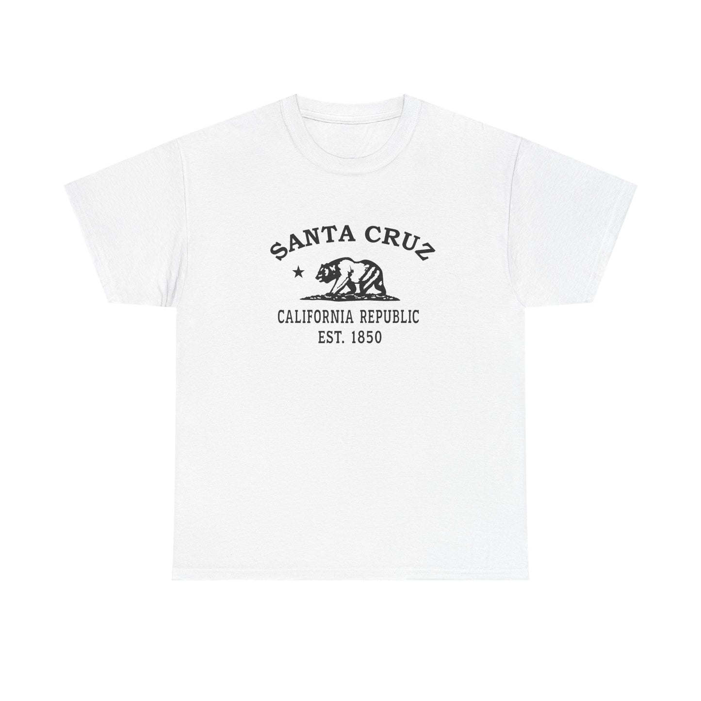 Santa Cruz California Vintage Retro Unisex Heavy Cotton Tee - Black Logo