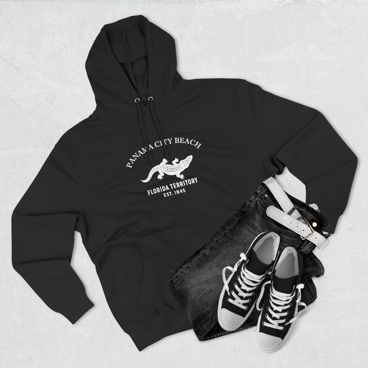 Panama City Beach Florida Vintage Retro Unisex Heavy Cotton Hoodie - White Logo