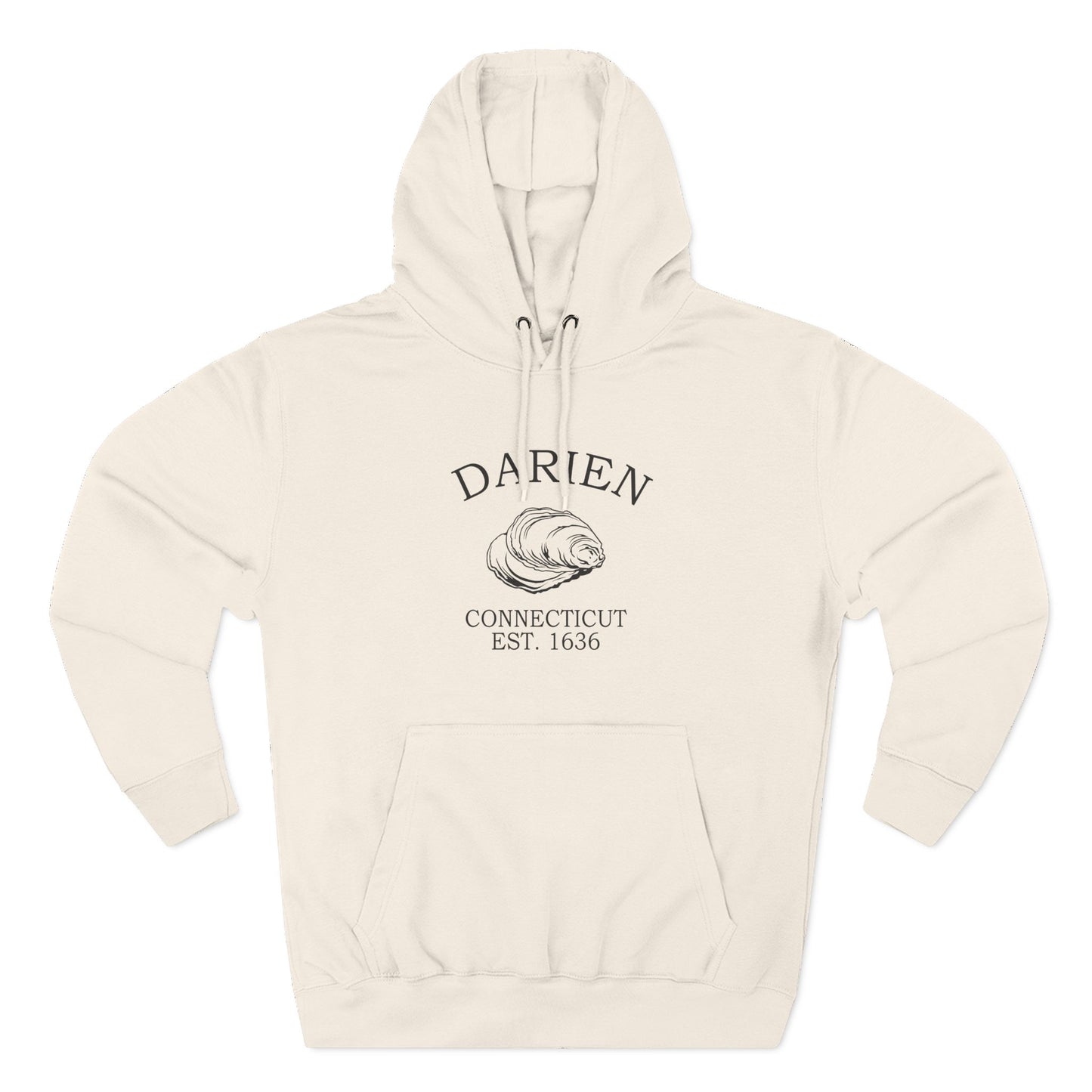 Darien Connecticut Vintage Retro Unisex Heavy Cotton Hoodie - Black Logo