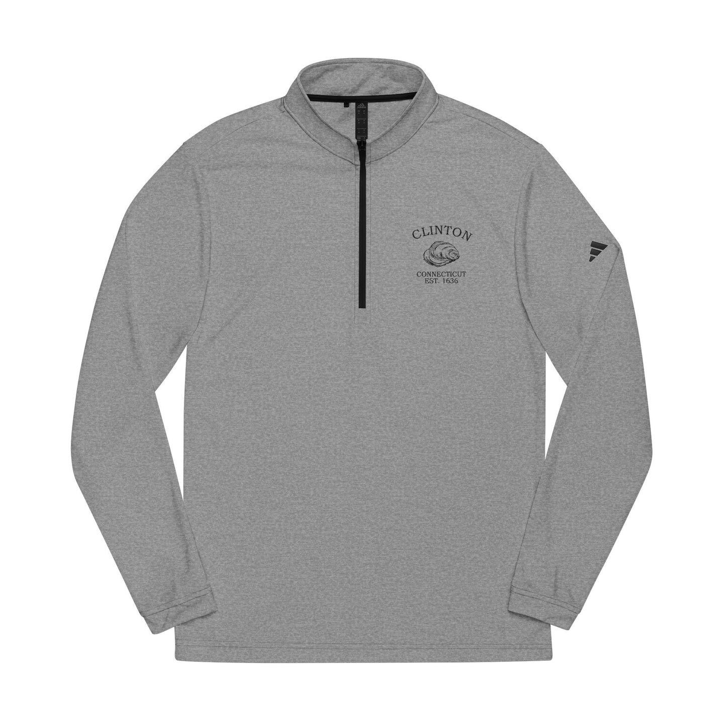 Clinton Connecticut Vintage Retro Quarter-Zip Embroidered Pullover - Black Logo