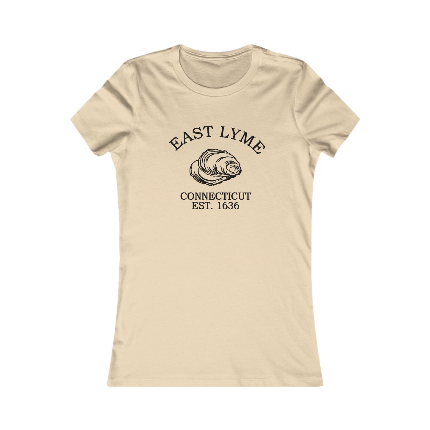 East Lyme Connecticut Vintage Retro Womens Fitted Ringspun Cotton Tee - Black Logo