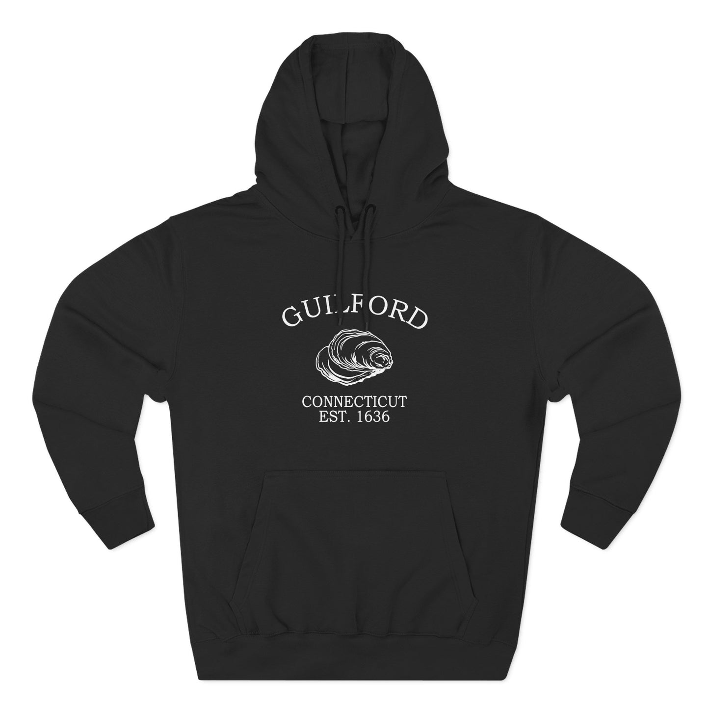 Guilford Connecticut Vintage Retro Unisex Heavy Cotton Hoodie - White Logo