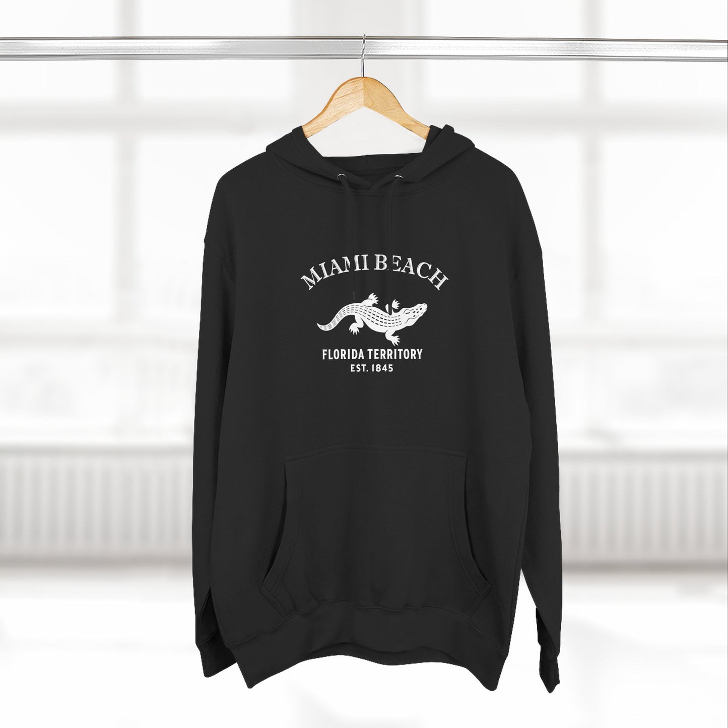 Miami Beach Florida Vintage Retro Unisex Heavy Cotton Hoodie - White Logo