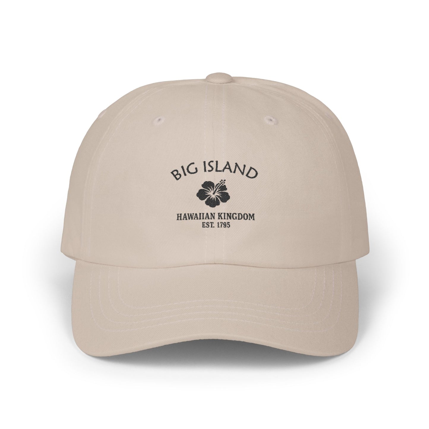 Big Island Hawaii Vintage Retro Embroidered Cotton Cap - Black Logo